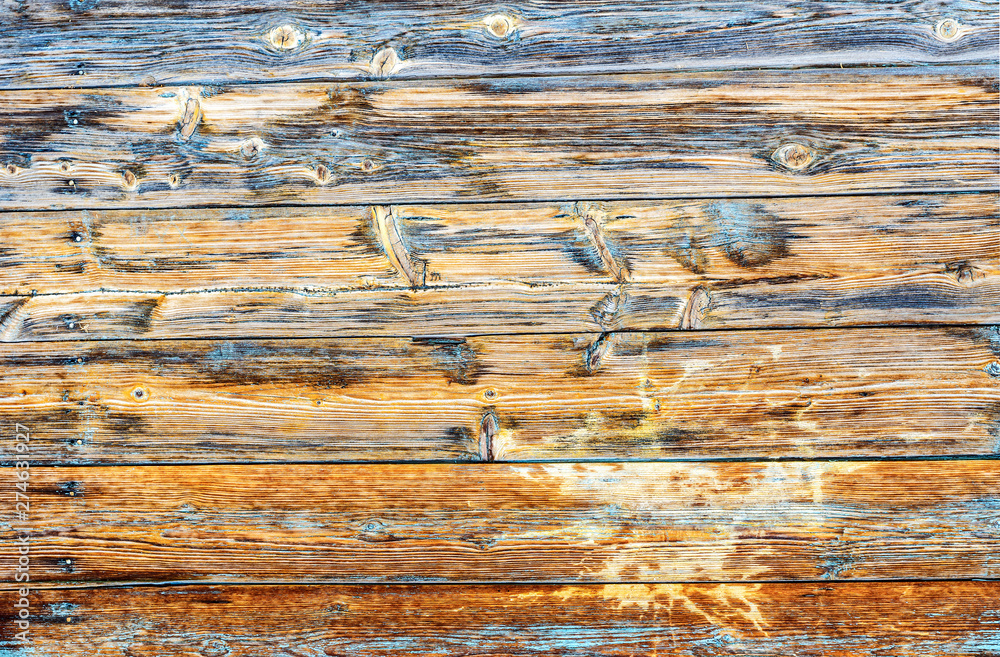 Naklejka premium Wooden planks with natural patterns as background