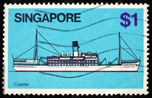Postage stamp Singapore 1980 coaster, coastal trading vessel