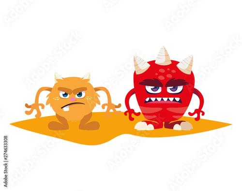 funny monsters comic characters colorful