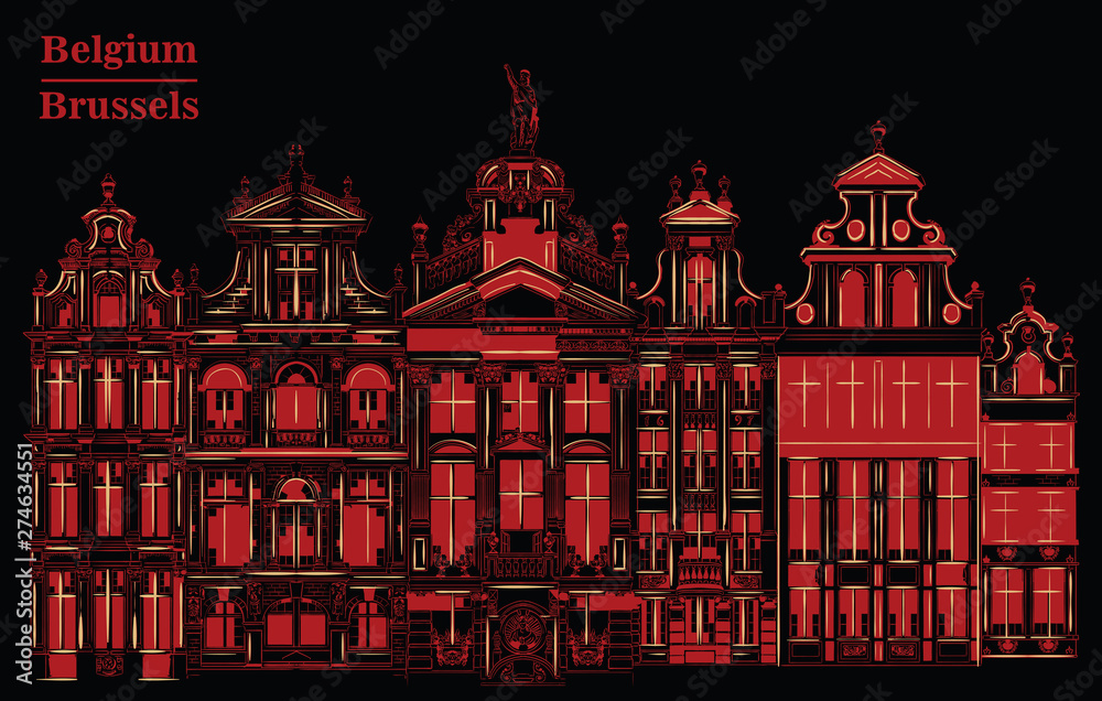 Grand Place in Brussels, Belgium, black and red