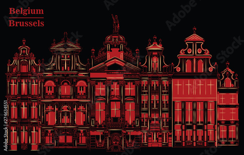 Grand Place in Brussels, Belgium, black and red