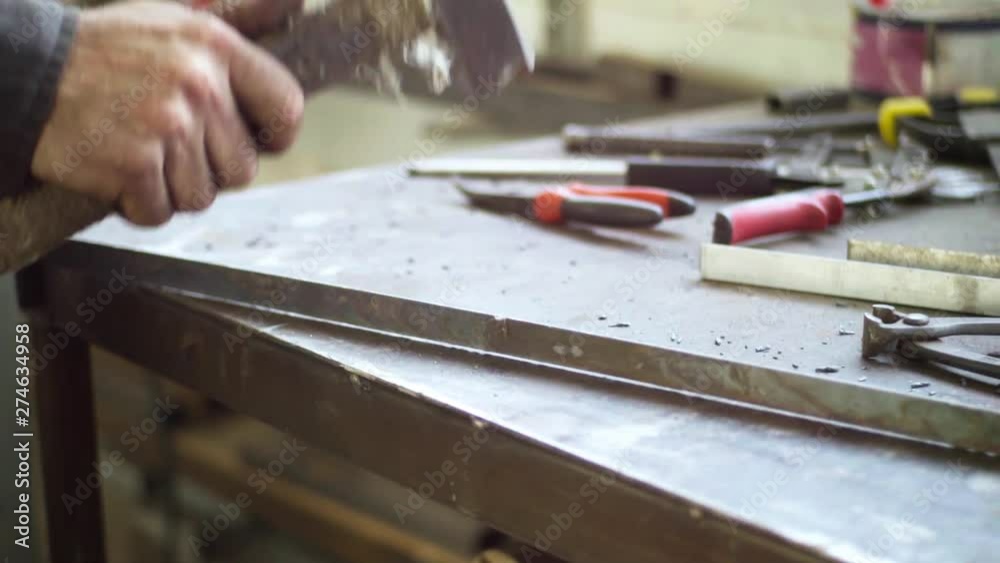 Close up of metal processing in workshop Close up of metal processing in workshop
