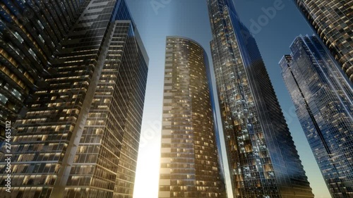 cty skyscrapers at sunsetwith dark sky