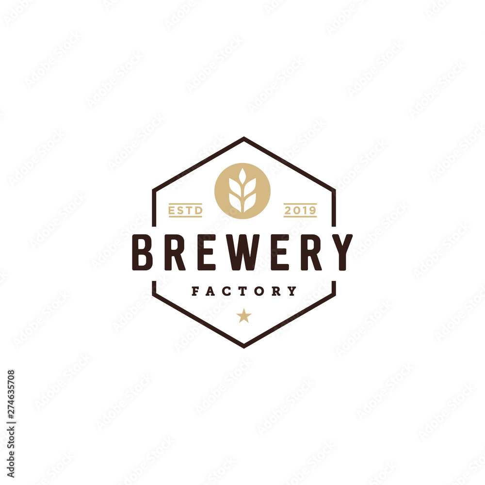 vintage bedge brewery vector logo design