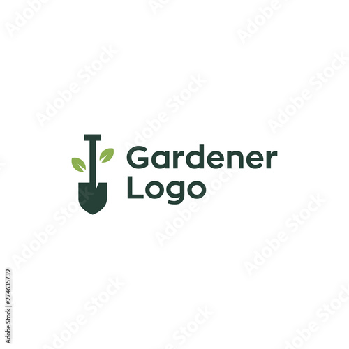 shovel gardener vector icon logo design