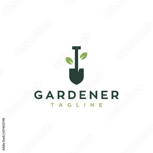 shovel gardener vector icon logo design