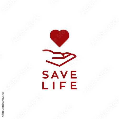 save life blood donation vector icon logo design