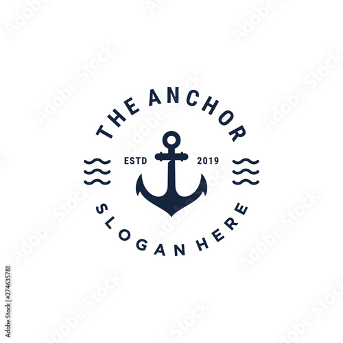 Photo anchor symbol vector logo design