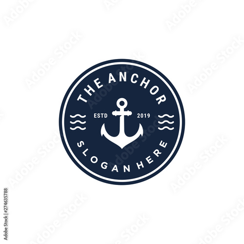 emblem anchor symbol vector logo design