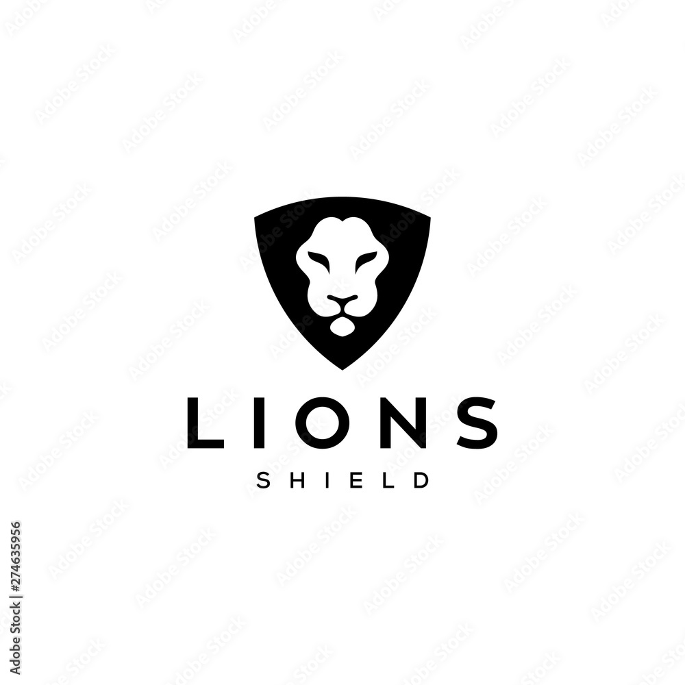 lion head shield vector icon logo design lion head shield vector icon logo design