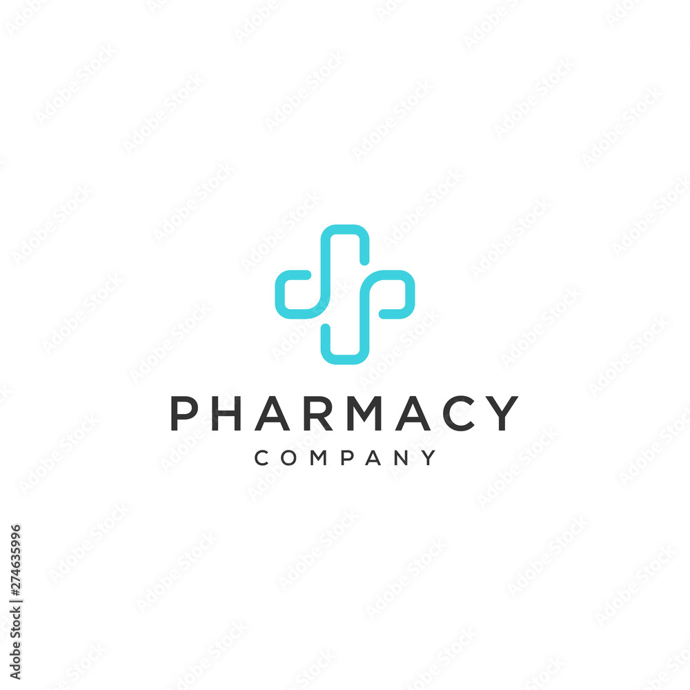 Fototapeta premium health cross pharmacy symbol line vector icon logo design