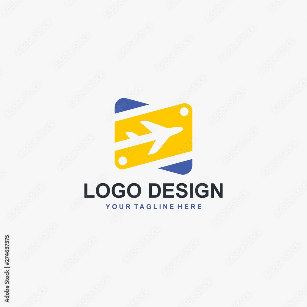 Travel logo template design vector, airplane icon illustration. Holiday logo agency company.