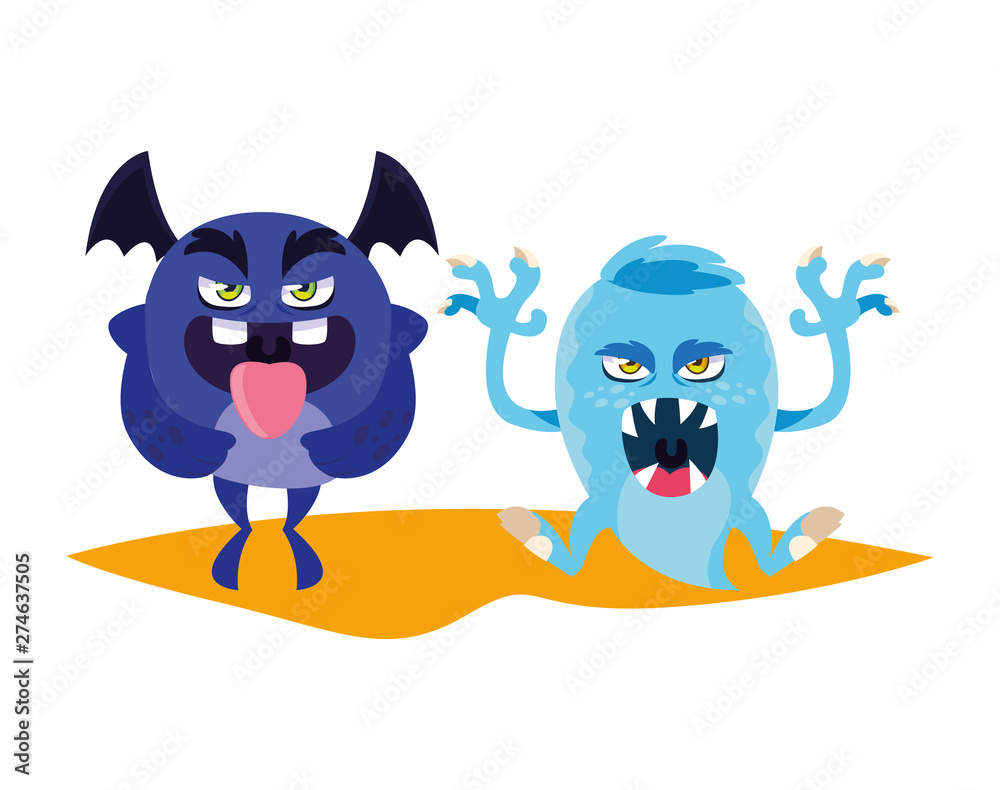 Naklejka premium funny monsters comic characters colorful