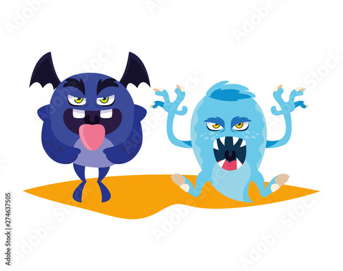 funny monsters comic characters colorful