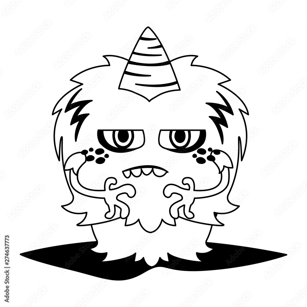 Fototapeta premium funny monster with horn comic character
