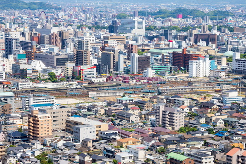 Cityscape of Railroad Yard in Matsuyama city,Ehime,Shikoku,Japan