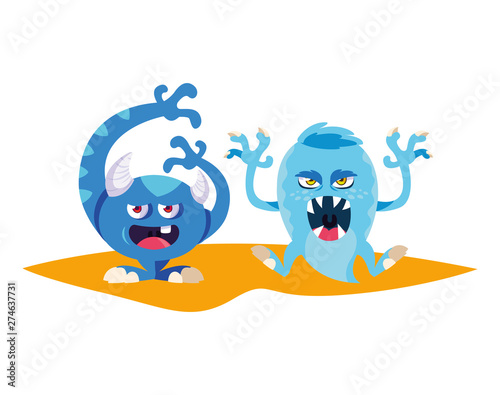 funny monsters comic characters colorful