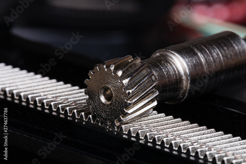 Linear Rack gear with a pinion gear.