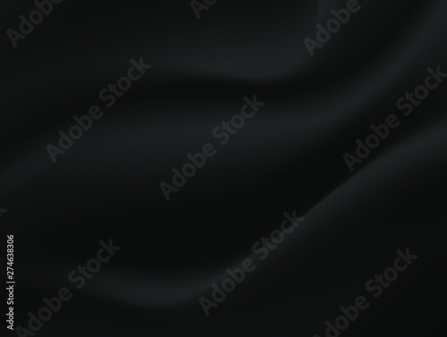 Abstract texture Background. Black Satin Silk. Cloth Fabric Textile with Wavy Folds. 