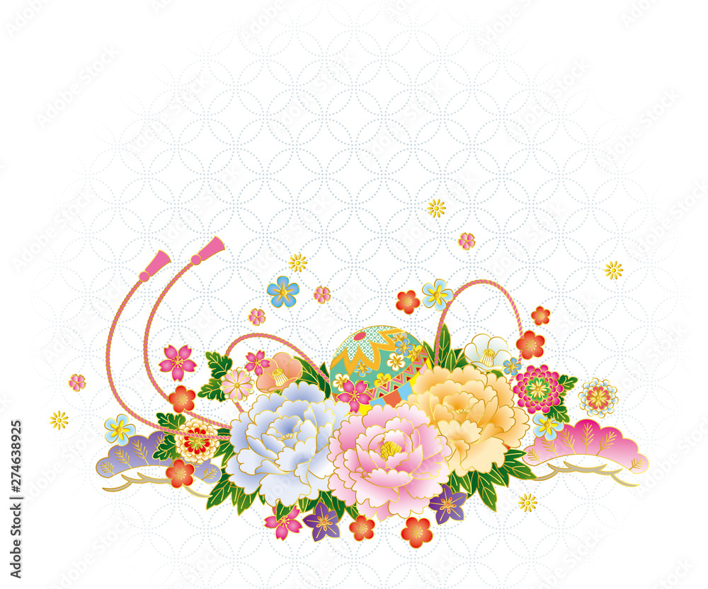 和風の花と七宝文様 背景素材 ベクターイラスト Stock Vector Adobe Stock 和風の花と七宝文様 背景素材 ベクターイラスト Stock Vector Adobe Stock