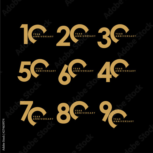 Year Anniversary Set Celebration Vector Template Design Illustration
