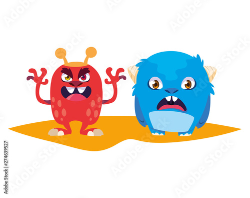 funny monsters comic characters colorful