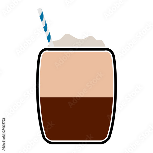 Isolated frappe with a straw icon - Vector