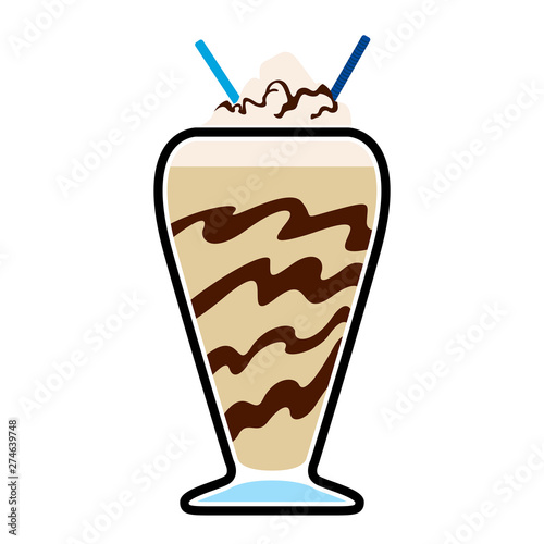 Isolated frappe with a straw icon - Vector