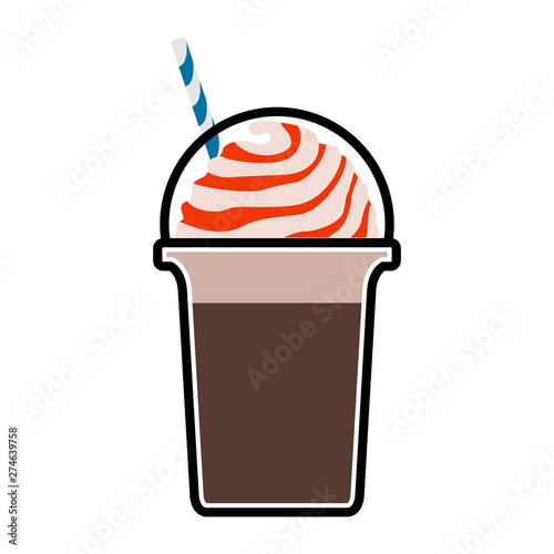 Isolated frappe with a straw icon - Vector