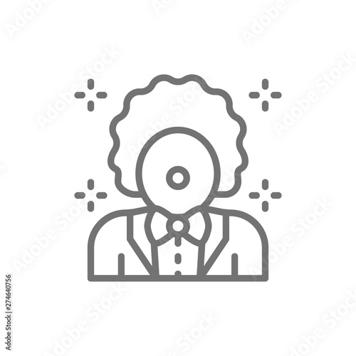 Clown, animator in circus line icon.
