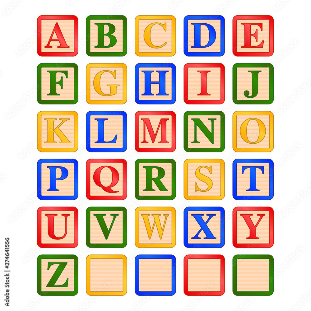 uppercase letters children's wooden alphabet blocks vector graphic icon  illustration Stock-Vektorgrafik | Adobe Stock