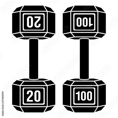 Metal dumbbell weight set vector icon illustration graphic