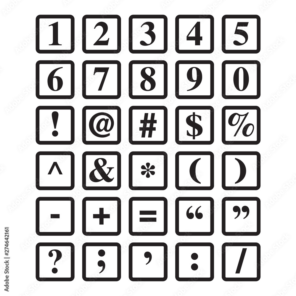 numbers and symbols children's wooden alphabet block vector graphic icon illustration numbers and symbols children's wooden alphabet block vector graphic icon illustration