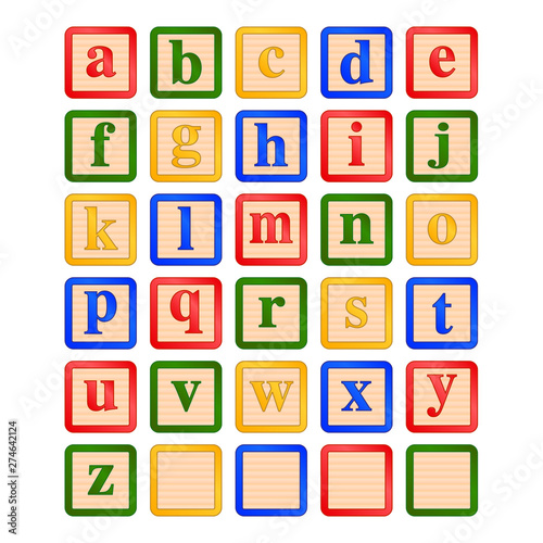 lowercase letters children's wooden alphabet blocks vector graphic icon illustration