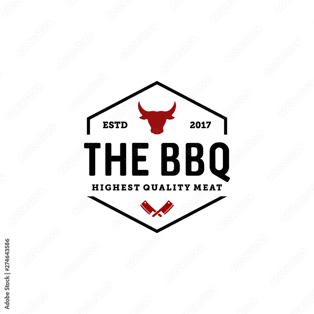 vintage barbeque / bbq smoke grill vector logo design