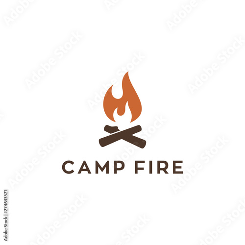camp fire vector logo design