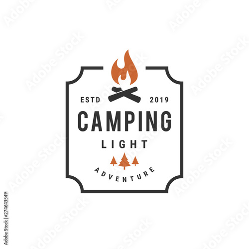 camp fire vector logo design