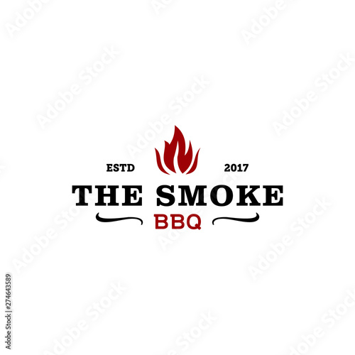 vintage barbeque / bbq smoke grill vector logo design