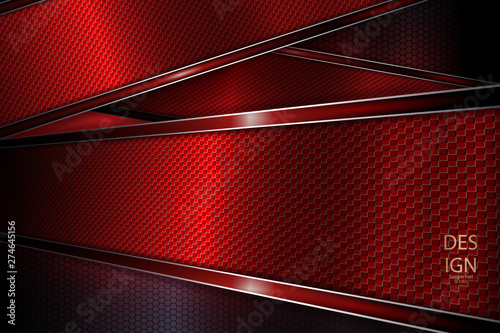 Dark abstract red design with textural frames with shiny edging