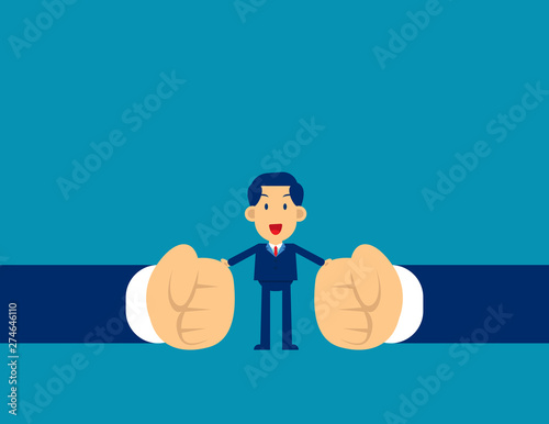 Man stop conflict. Concept business office people vector illustration, Stop Fighting, Kid flat character style design, Cute business cartoon.