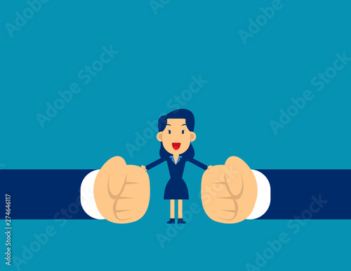 Woman stop conflict. Concept business office people vector illustration, Stop Fighting, Kid flat character style design, Cute business cartoon.