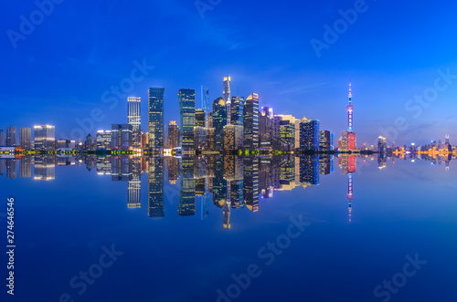 Shanghai skyline with modern urban skyscrapers at night,China © ABCDstock