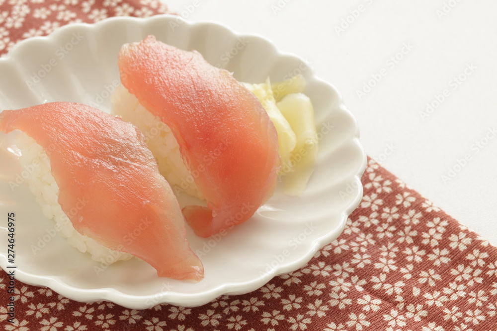 Japanese sushi on dish for gourmet food image Japanese sushi on dish for gourmet food image