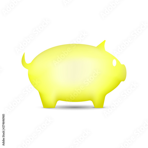 Yellow pig on a white background, vector