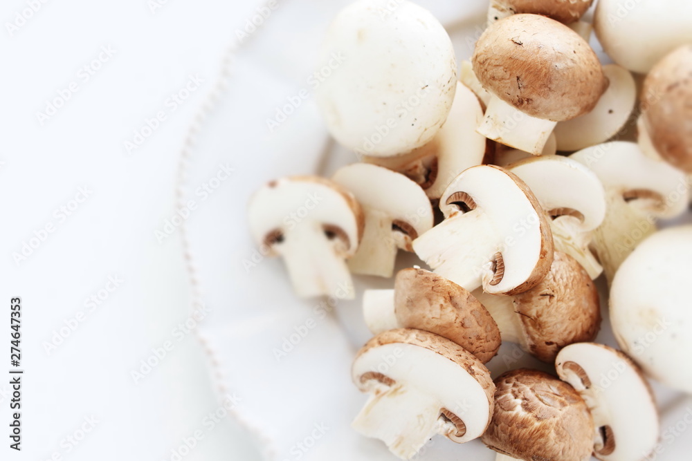 Freshness white and brown mushroom Freshness white and brown mushroom