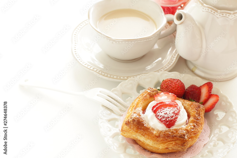 Homemade strawberry Danish pastry for breakfast image Homemade strawberry Danish pastry for breakfast image