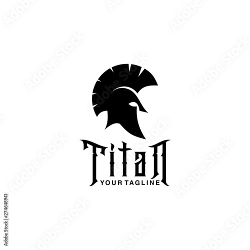 titan helmet warrior logo design photo