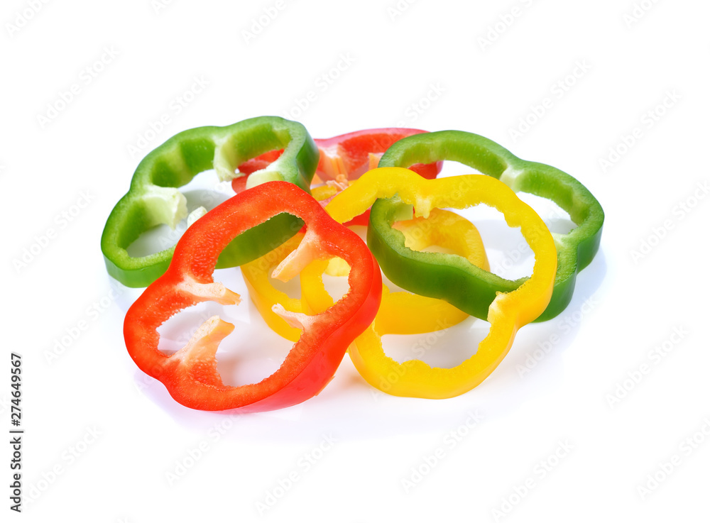 Sliced pepper isolated on white Sliced pepper isolated on white