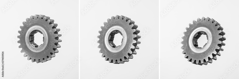 top view of metal gear isolated on white top view of metal gear isolated on white