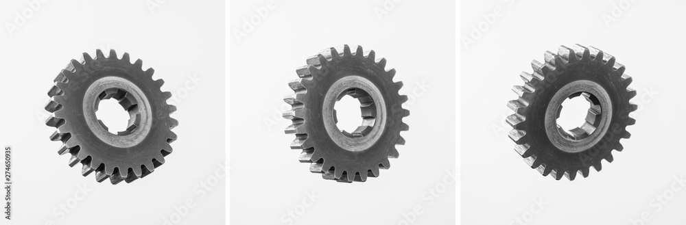 top view of metal gear isolated on white top view of metal gear isolated on white